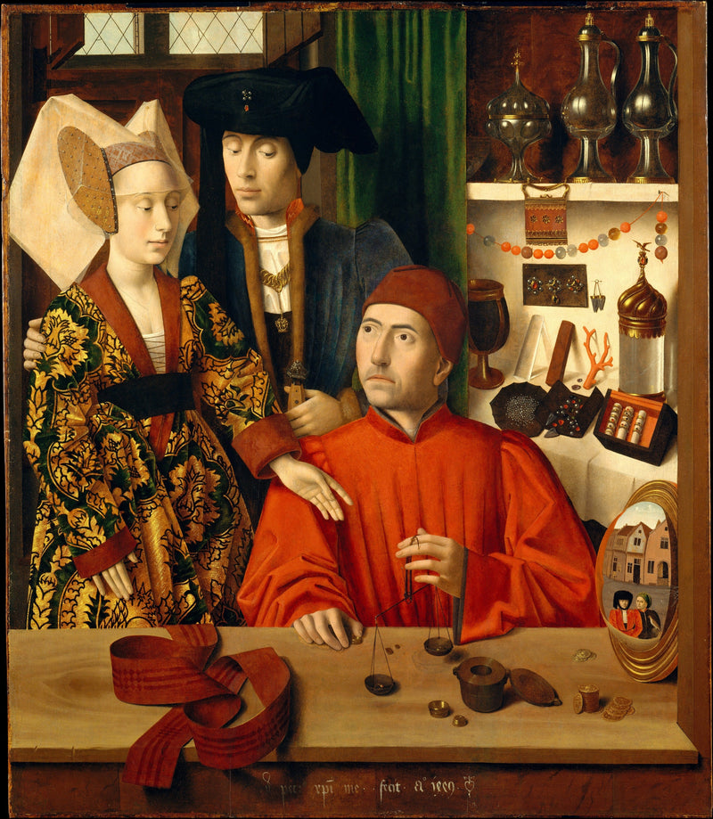 Un orfebre en su taller, quizás San Elías - Petrus Christus