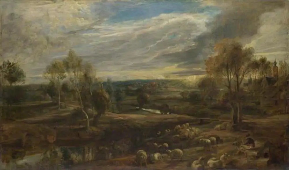 Un paysage avec un berger et son troupeau - Peter Paul Rubens image 1 reproduction de peinture à l’huile