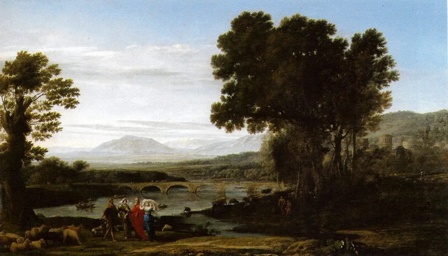 Un paisaje fluvial con Jacob, Laban y sus hijas - Claude Lorrain