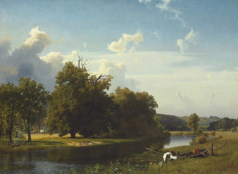 Un paisaje fluvial, Westfalia - Albert Bierstadt