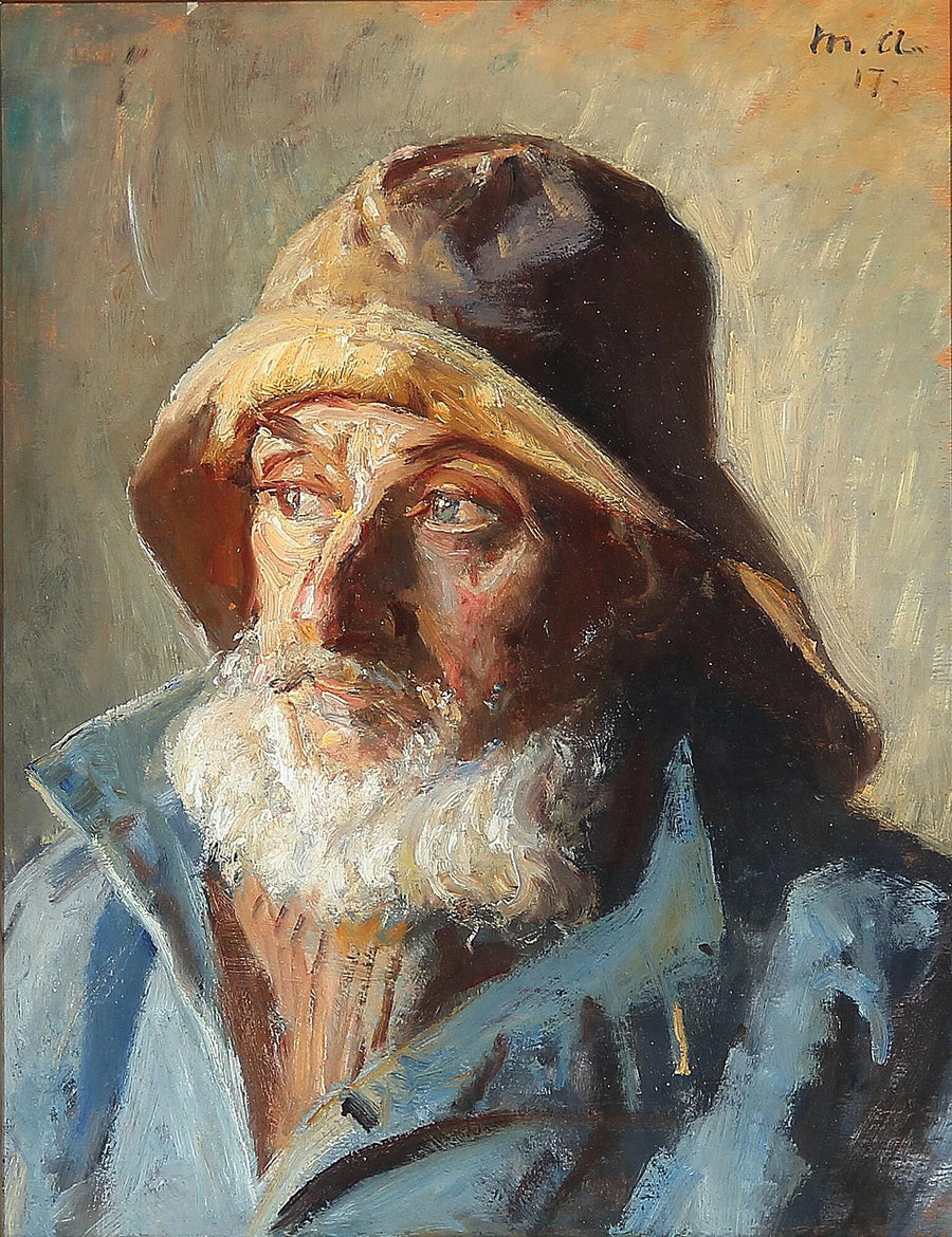 Un pescador con impermeable. - Michael Peter Ancher
