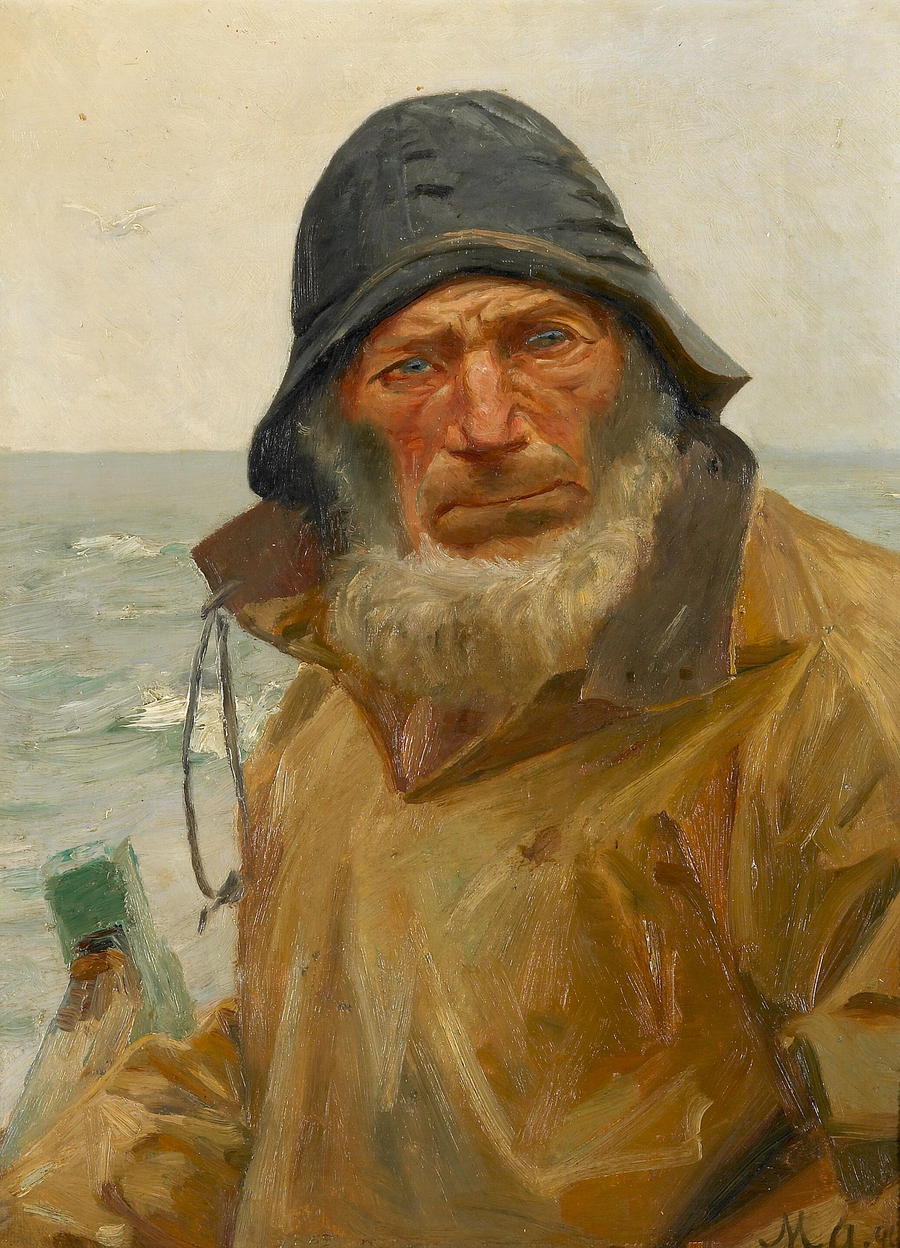 Un pescador en su barca. - Michael Peter Ancher