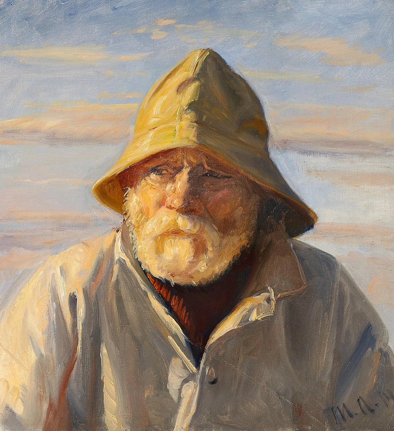 Un pescador de Skagen con un impermeable amarillo. -Michael Peter Ancher