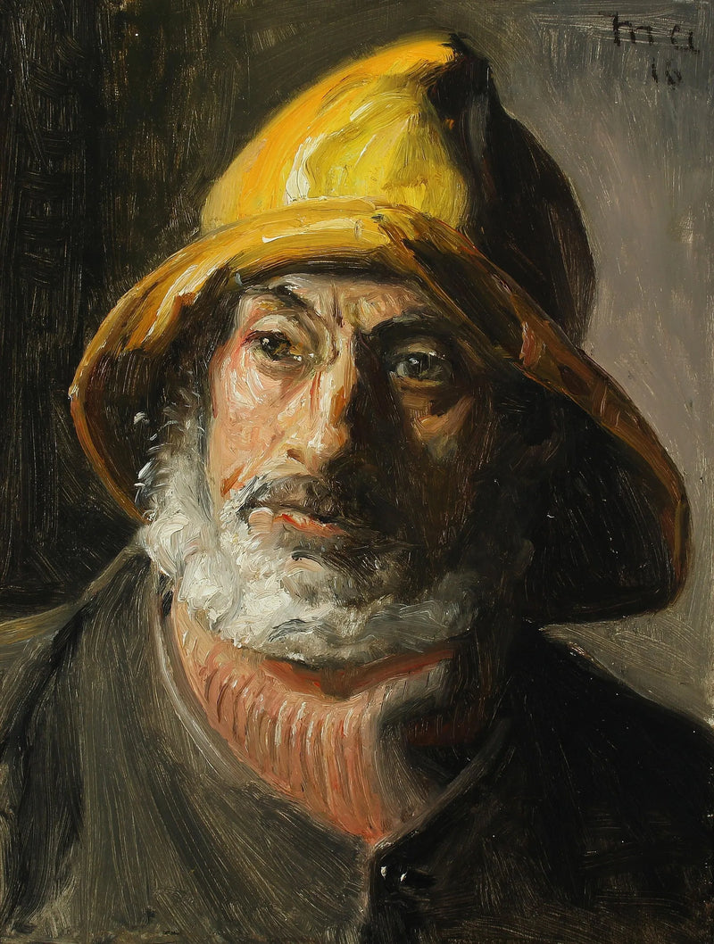 Un pescador de Skagen con un impermeable amarillo. -Michael Peter Ancher