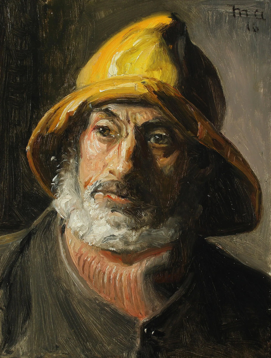 Un pescador de Skagen con un impermeable amarillo. -Michael Peter Ancher