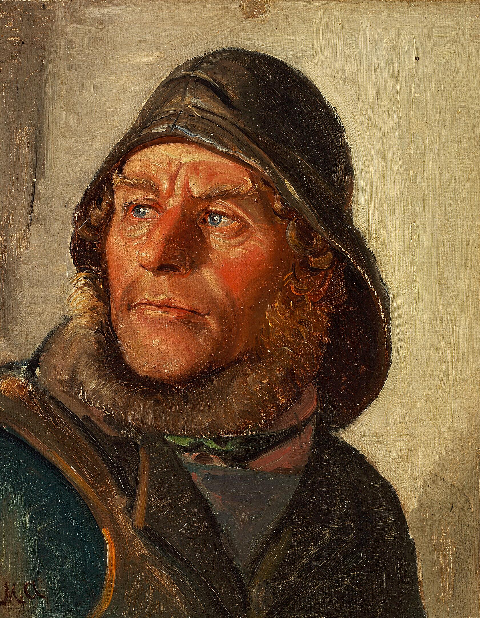 Un pêcheur de Skagen portant un ciré. - Michael Peter Ancher image 1 copie peinte à la main à l’huile