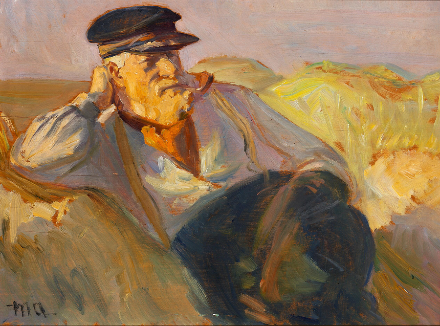 Un pescador de Skagen descansa en las dunas. - Michael Peter Ancher