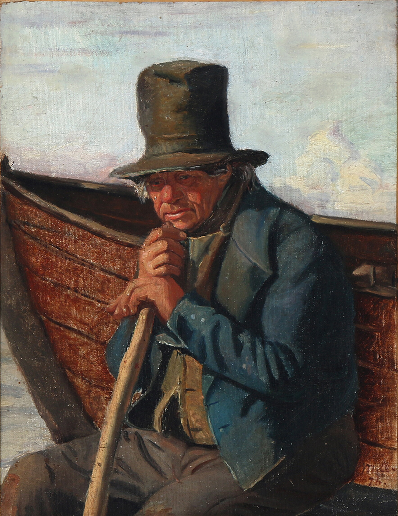 Un pescador de Skagen en su barco - Michael Peter Ancher