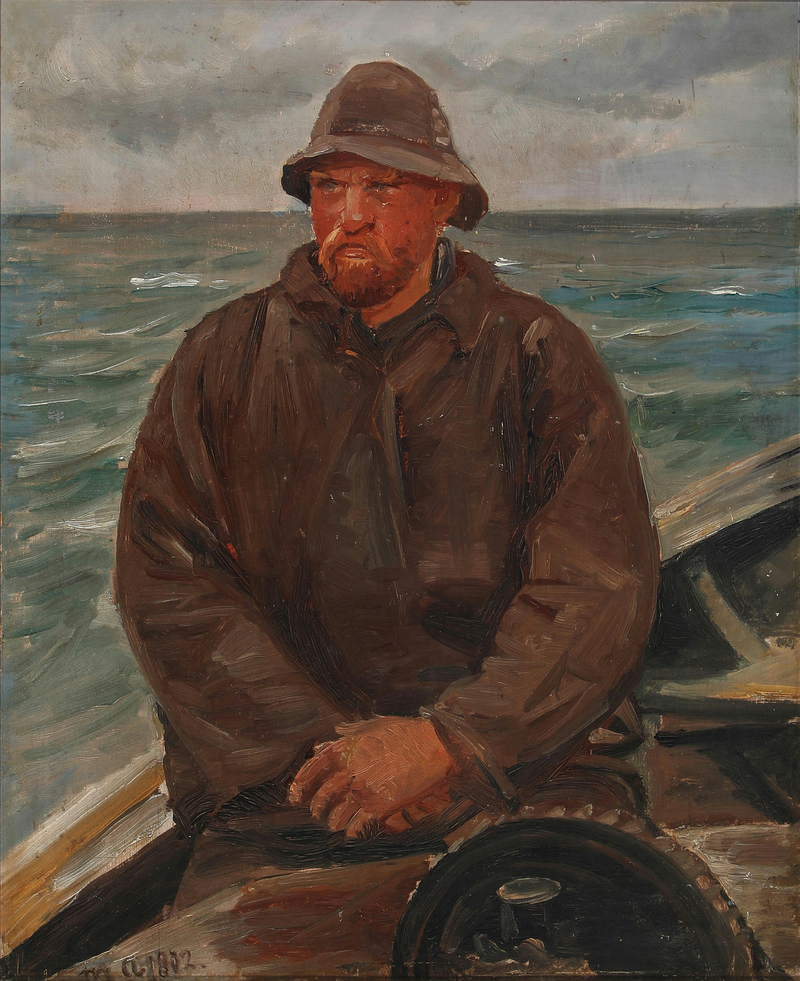 Un pescador en el mar, Skagen. -Michael Peter Ancher