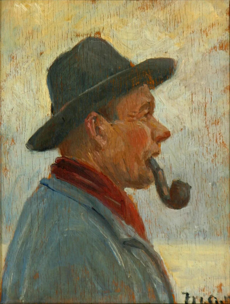 Un pescador fumando en pipa. (Cuadro del Sr. Ancher) - Michael Peter Ancher