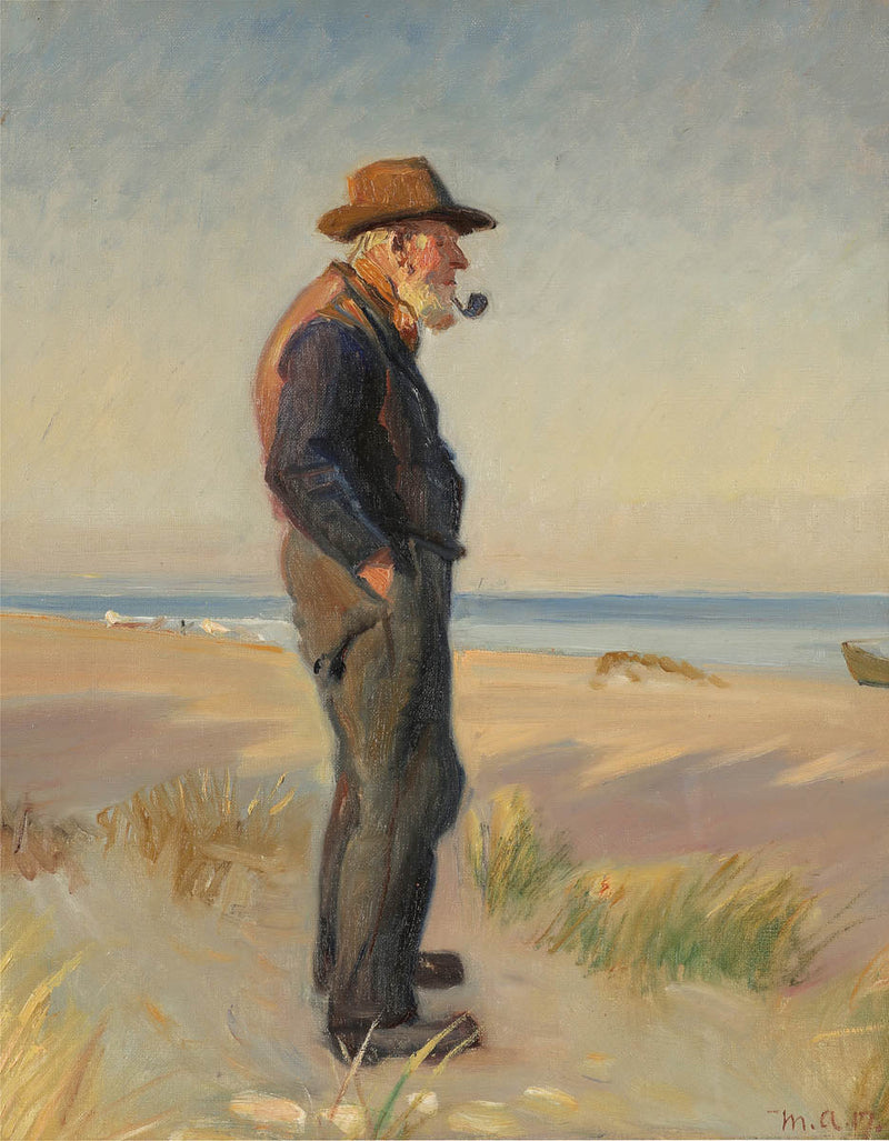 Un pescador fumando su pipa en la playa de Skagen. -Michael Peter Ancher