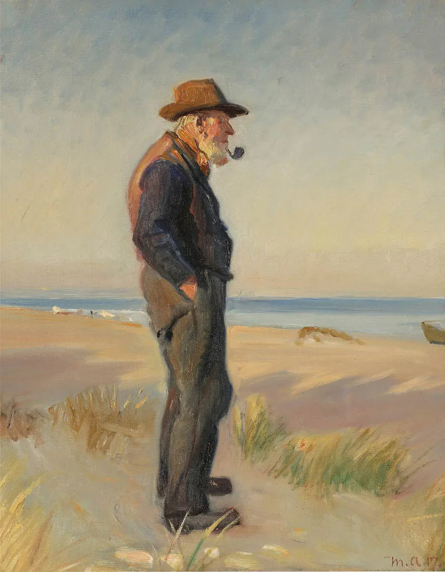 Un pescador fumando su pipa en la playa de Skagen. -Michael Peter Ancher