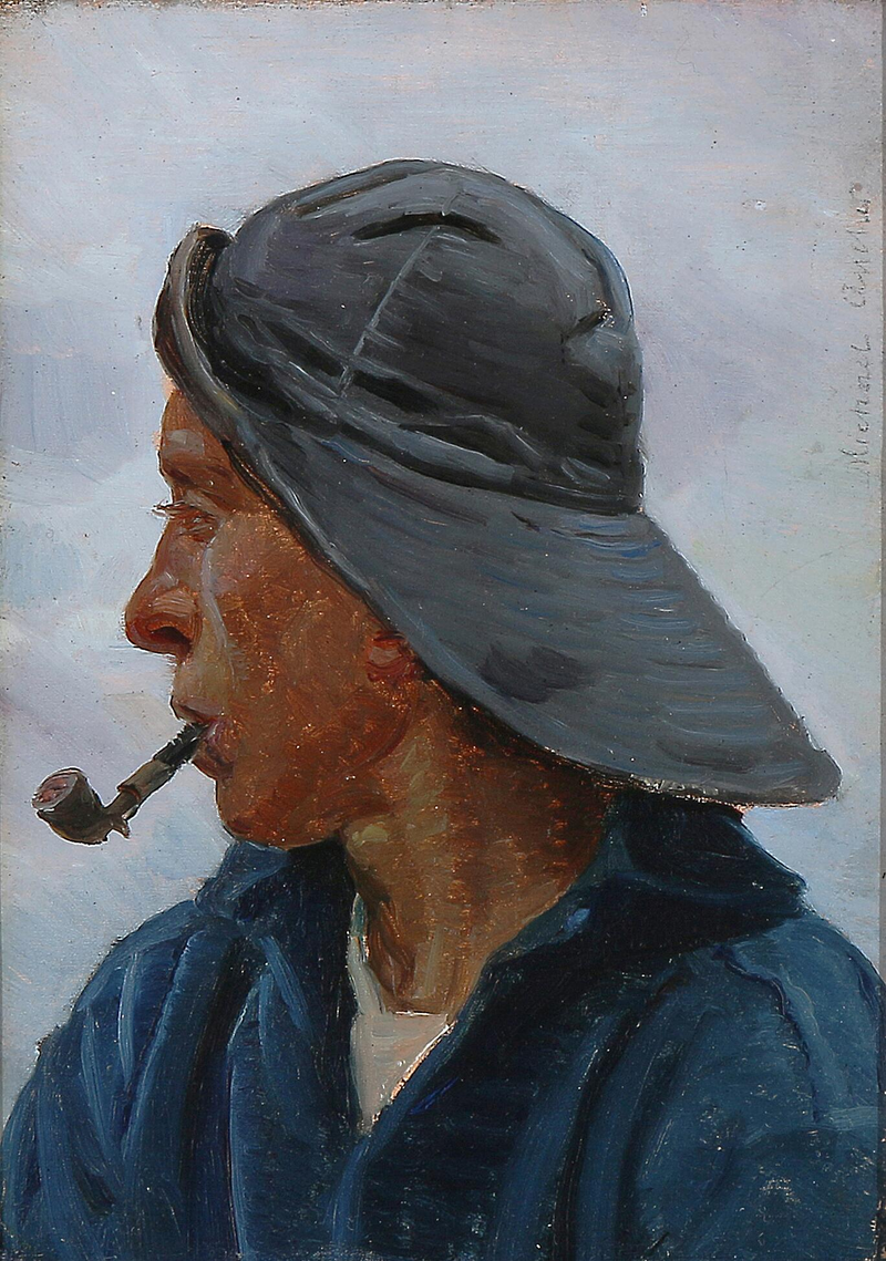 Un pescador con un impermeable. -Michael Peter Ancher
