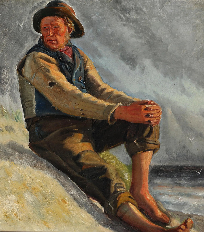 Un pescador en la playa. Boceto. -Michael Peter Ancher