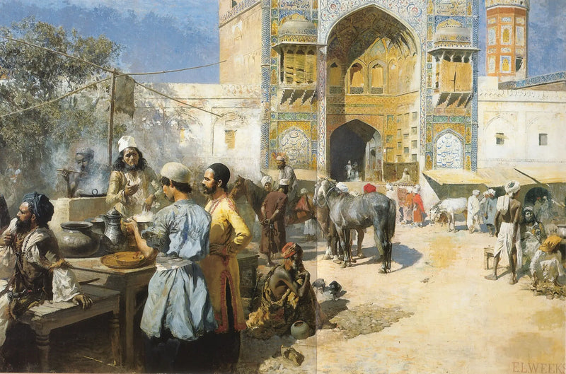 Un restaurante al aire libre, Lahore - Edwin Lord Weeks