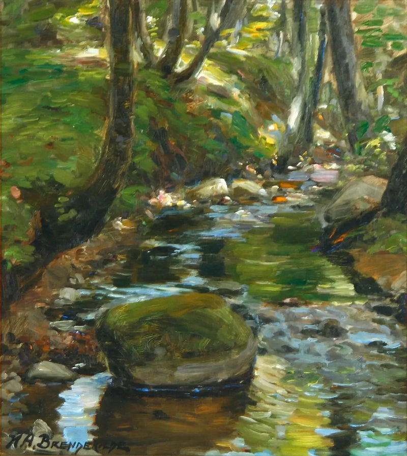 Un arroyo en el bosque de Herlufsholm, en Dinamarca. - H. A. Brendekilde