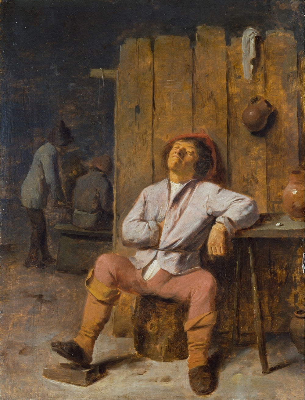 Un rustre endormi - Adriaen Brouwer image 1 reproduction de peinture à l’huile