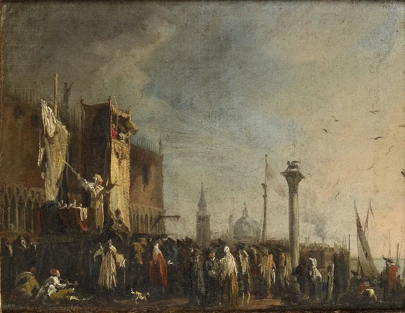 Un espectáculo de marionetas en la Piazzetta, Venecia - Canaletto