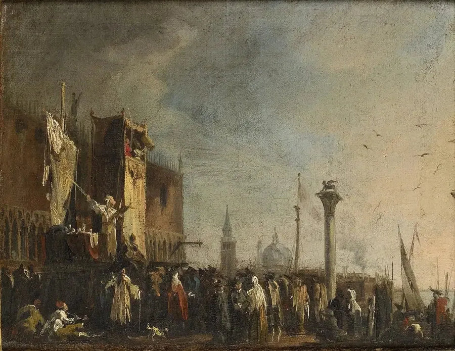 Un espectáculo de marionetas en la Piazzetta, Venecia - Canaletto