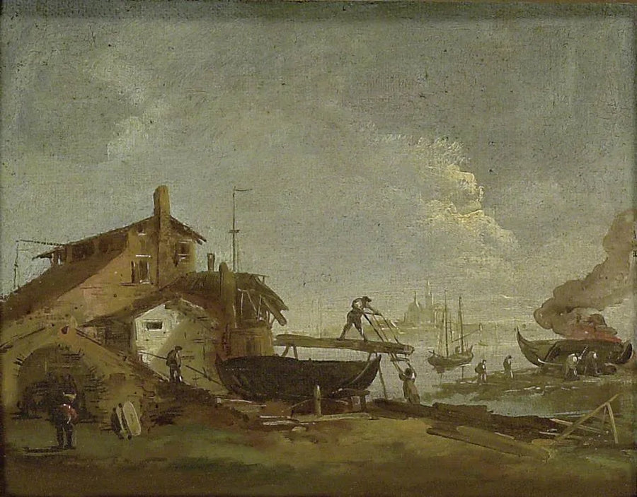 Un astillero o astillero veneciano - Francesco Guardi