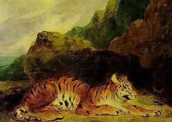 Un tigre cerca de su cueva - Eugène Delacroix