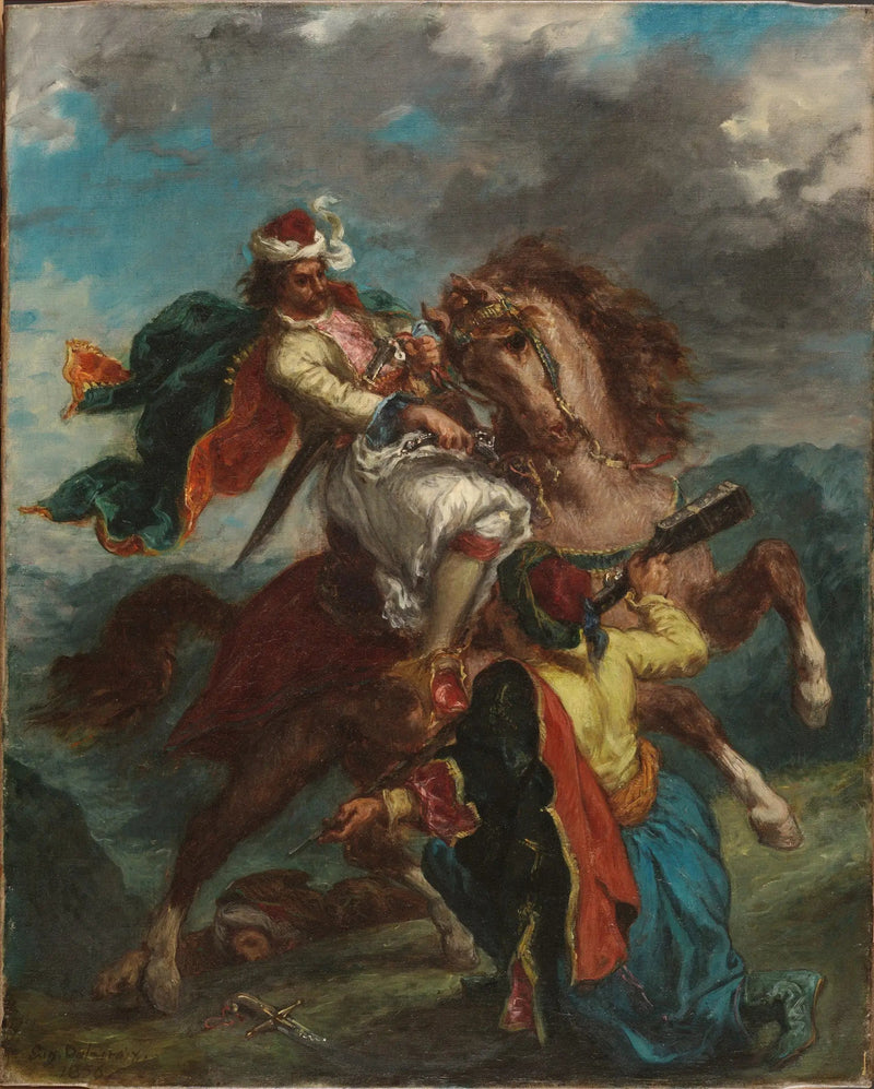 Un turco se acerca a un caballero griego - Eugène Delacroix