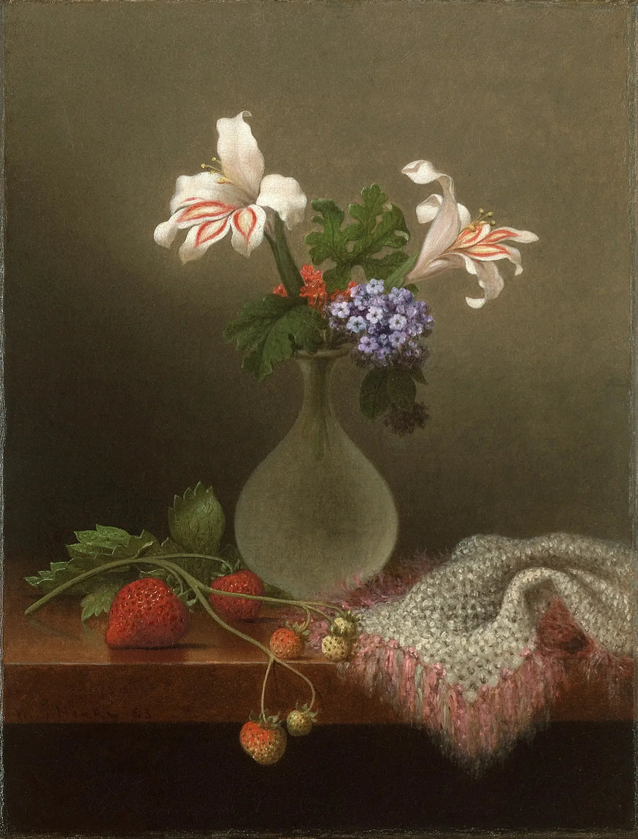 Un jarrón de lirios de trigo y heliotropo - Martin Johnson Heade
