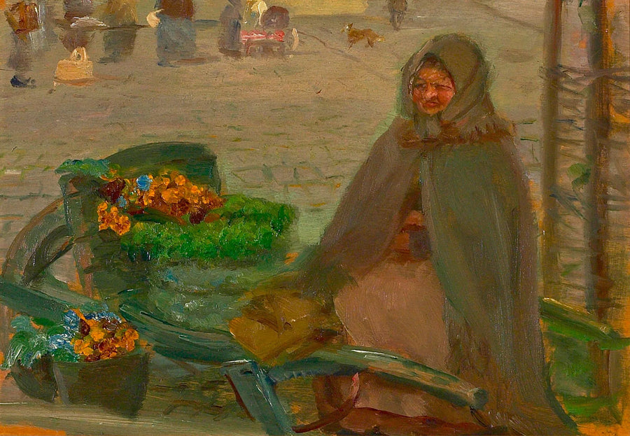 Una vendedora de flores con una carretilla. - Anna Ancher