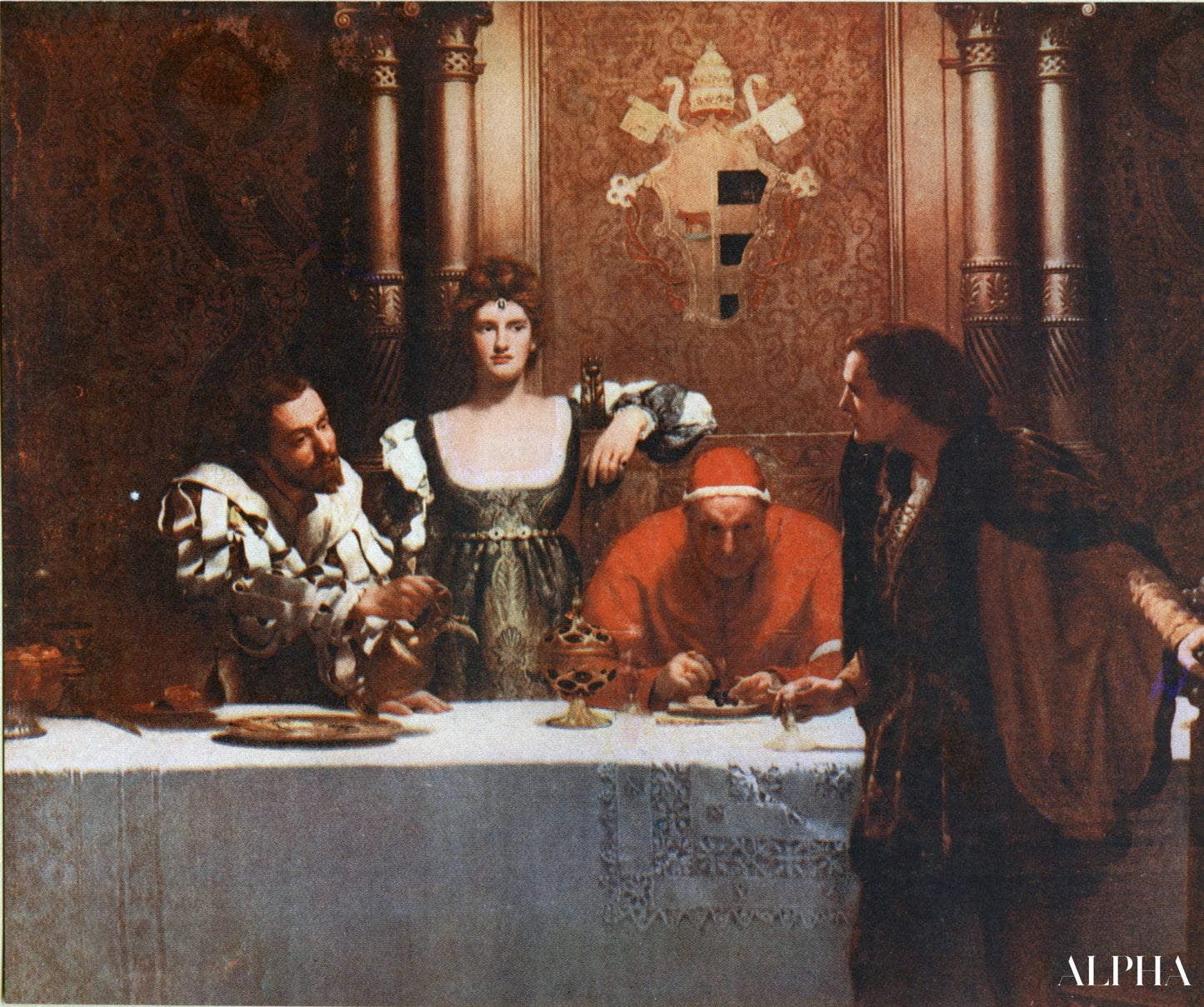 Un verre de vin avec César Borgia de John Collier - Reproductions de tableaux et peintures haut de gamme