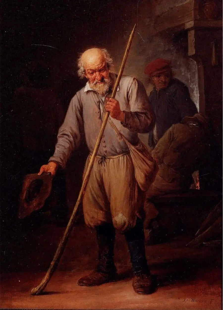 Un anciano con un bastón - David Teniers el Joven