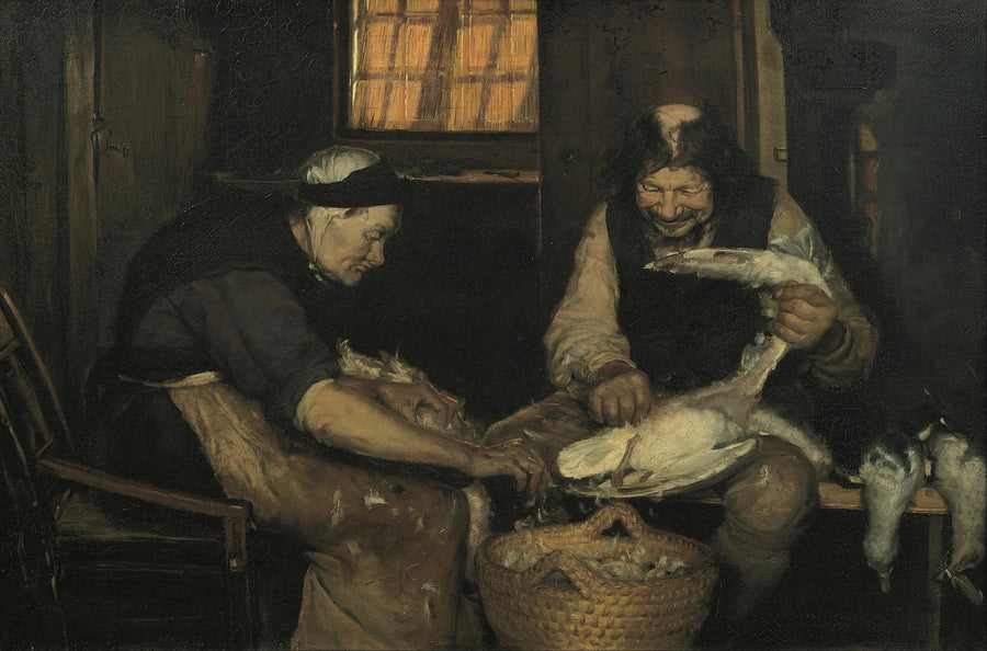 Una pareja de ancianos cazando gaviotas. Lars Gaihede y la anciana Lene - Anna Ancher