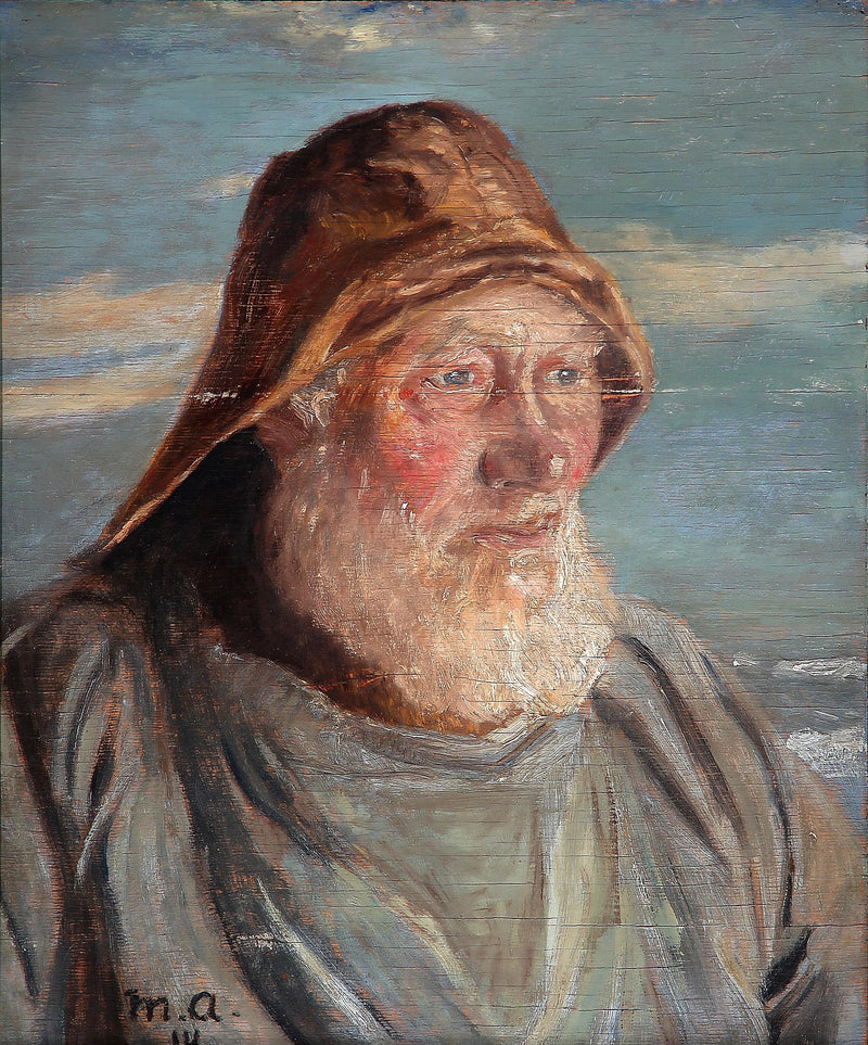 Un viejo pescador de Skagen vestido con un hule. -Michael Peter Ancher