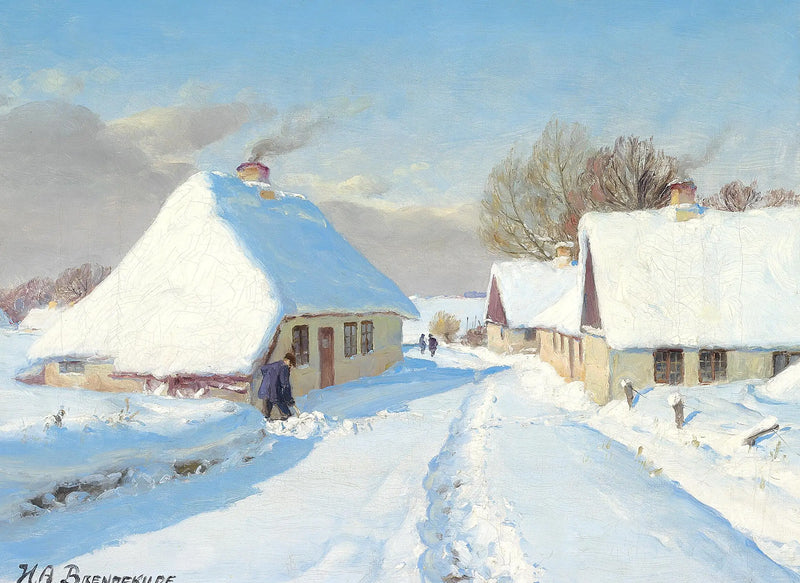Un pueblo cubierto de nieve. - H. A. Brendekilde