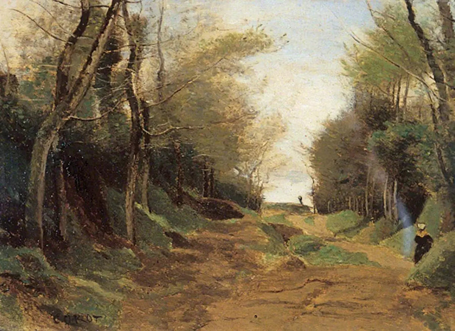 Un camino de madera del norte de Francia. Otoño - Jean-Baptiste Camille Corot