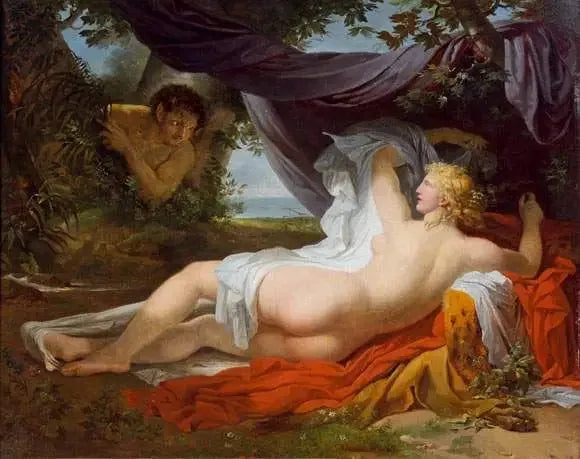 Una Bacante despertada por un joven fauno - Charles Meynier