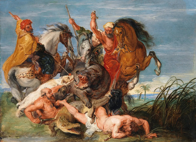 Una caza del hipopótamo y del cocodrilo - Peter Paul Rubens