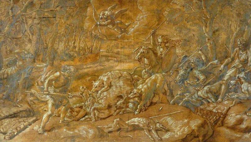 Une chasse au sanglier - Giulio Romano