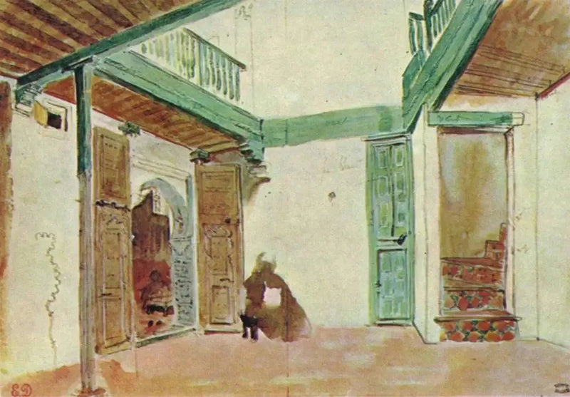 Un patio en Tánger - Eugène Delacroix