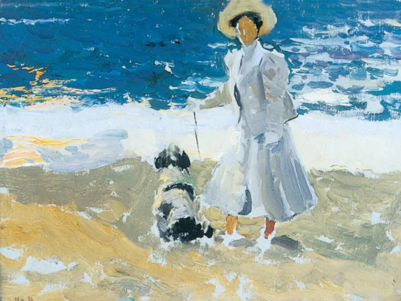 Una dama y un perro en la playa - Joaquín Sorolla