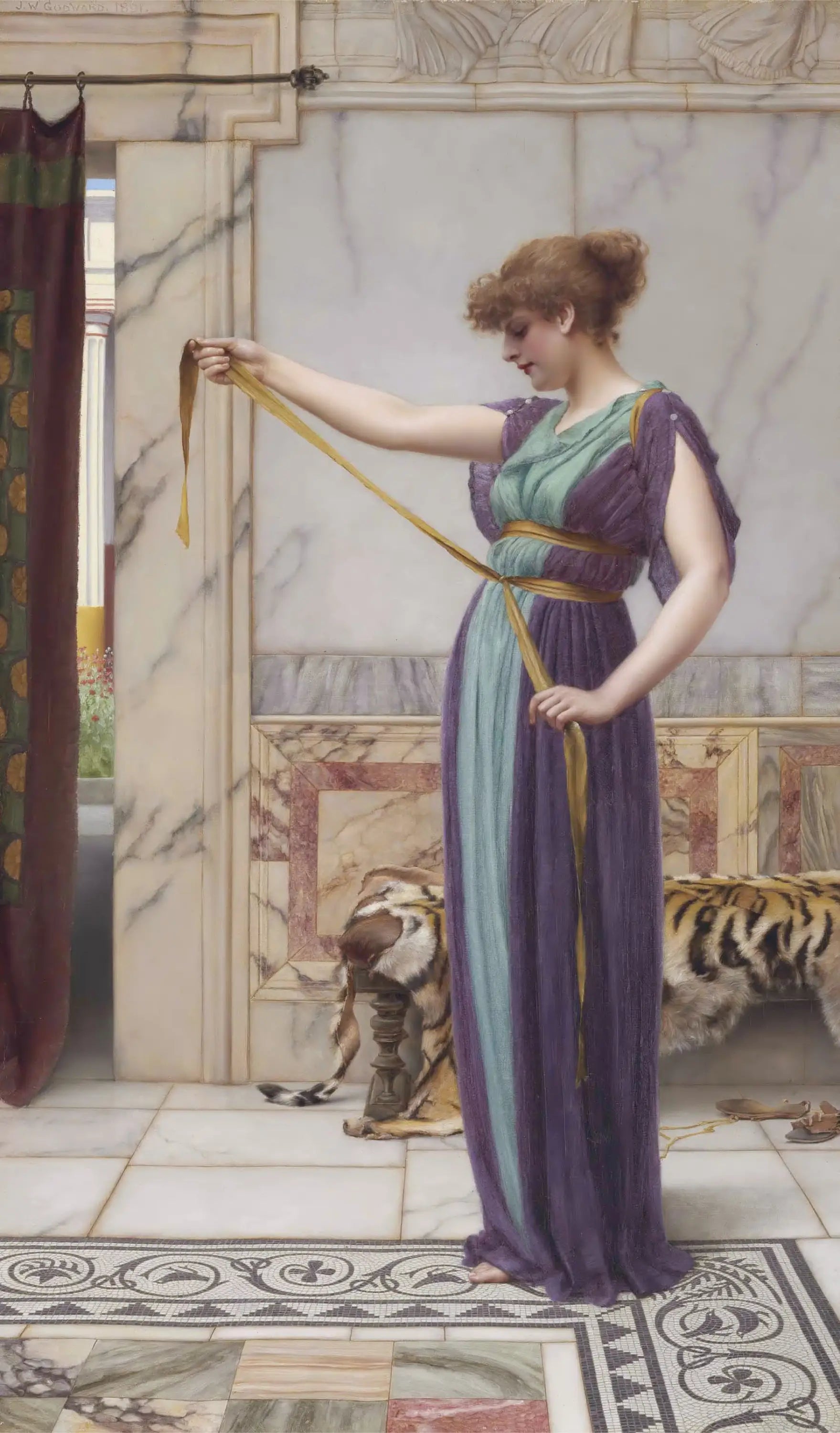 Une dame pompéienne - John William Godward image 1 reproduction artisanale de tableau