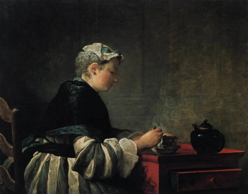 Una dama tomando té - Jean Simeón Chardin