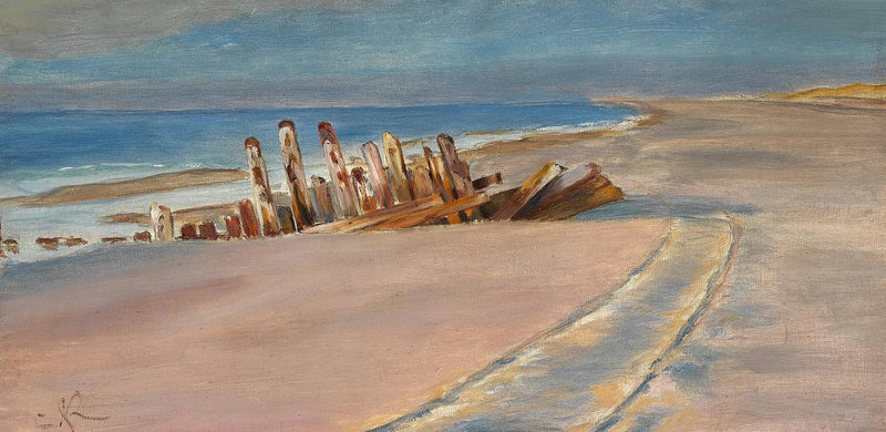 Un naufragio en la playa norte de Skagen. Profundos rastros de ruedas en la arena. - Peder Severin Krøyer