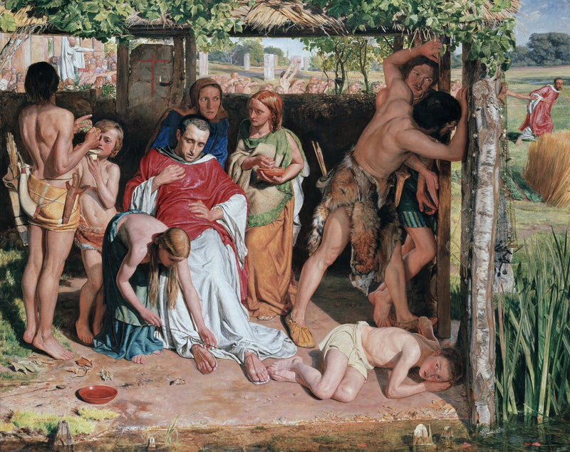 Una familia británica convertida alberga a un misionero cristiano perseguido por los druidas - William Holman Hunt