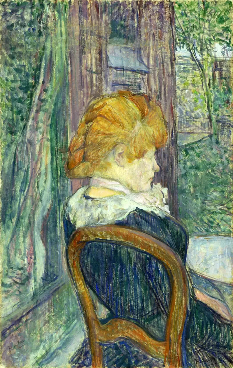Una mujer sentada en un jardín - Henri de Toulouse-Lautrec