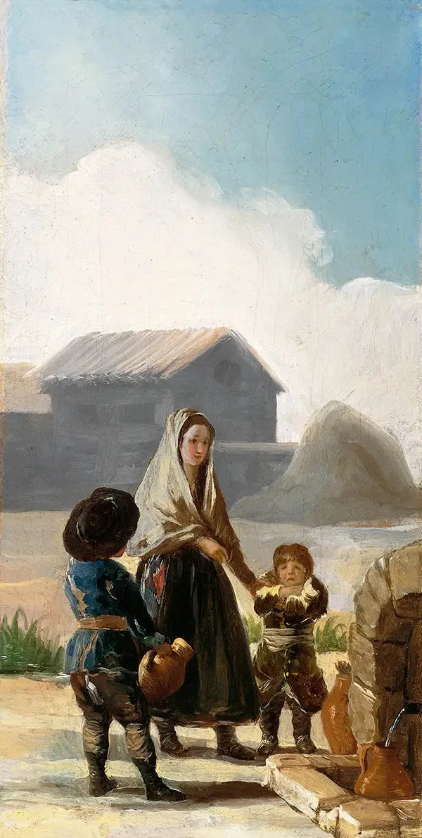 Una mujer y dos niños en la fuente - Francisco de Goya