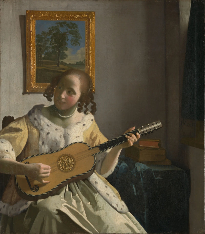 Una mujer tocando la guitarra - Johannes Vermeer
