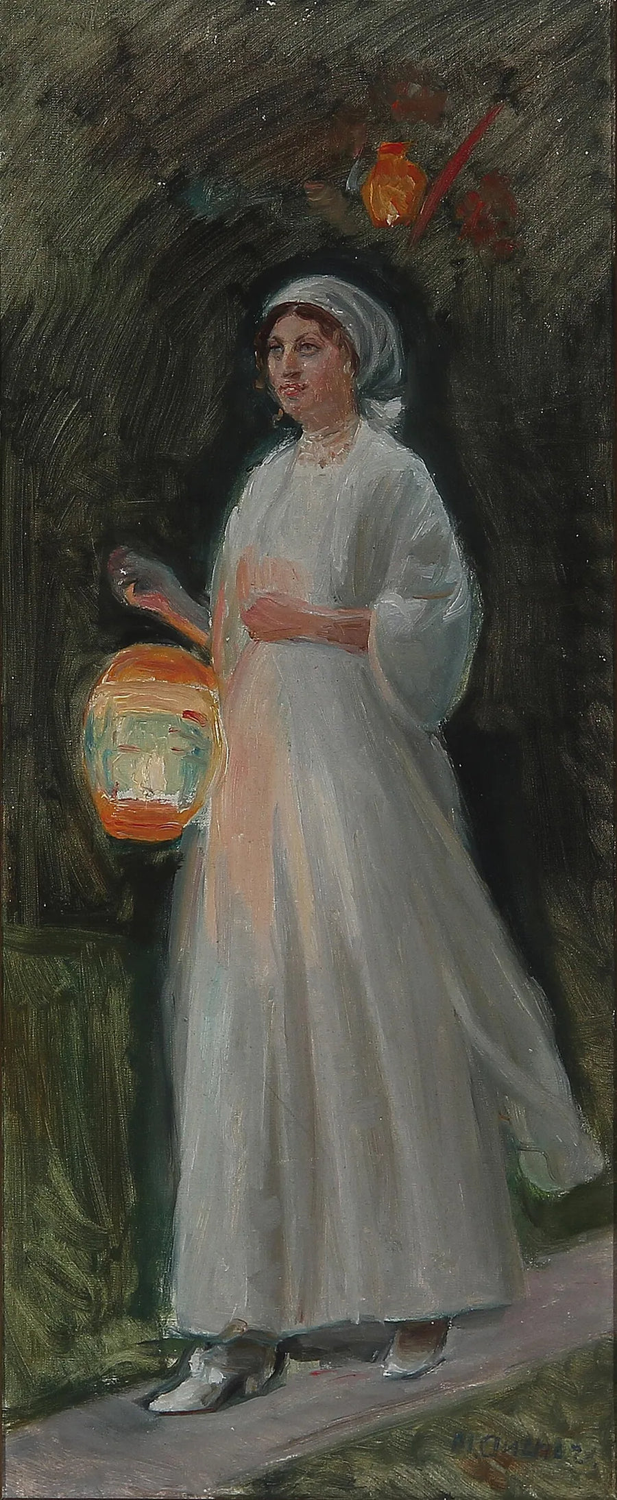 Una fiesta en Skagen. Llega una joven. Estudia. - Michael Peter Ancher