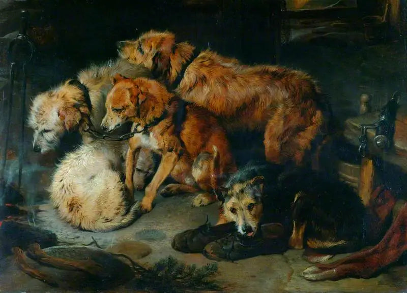 Una fiesta en la esquina de la chimenea - Edwin Henry Landseer