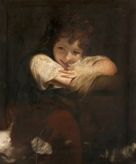Una chica apoyada en un pedestal (La chica que ríe) - Joshua Reynolds