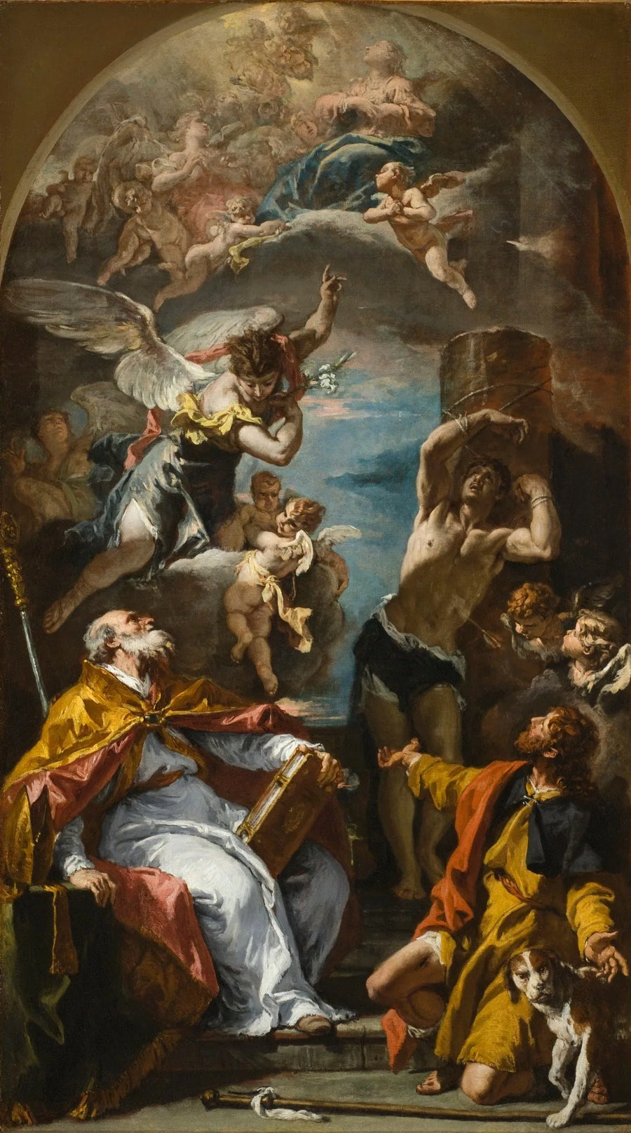 Una Gloria de la Virgen con el Arcángel Gabriel y los Santos Eusebio, Roch y Sebastián - Sebastiano Ricci